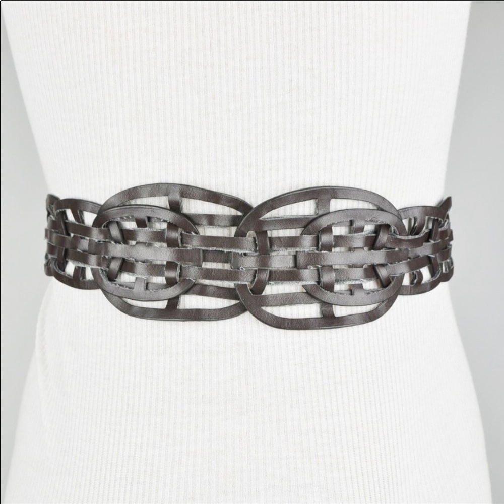 BCBG BROWN WAIST BELT BOHO STYLE FAUX LEATHER